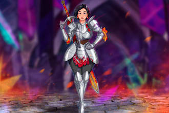 create dnd character evolution stages or level progression illustration
