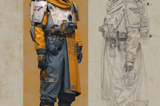 drawing a sci fi character illustration or sci fi character