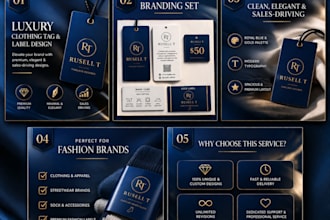 design luxury clothing labels, hang tags and brand packaging