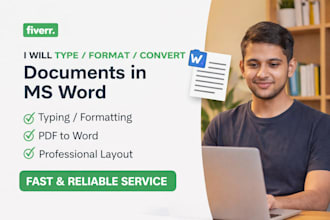 do ms word typing, formatting and document editing