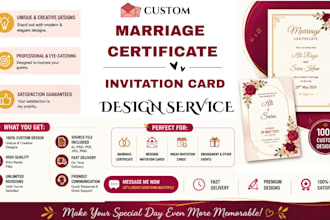 design marriage certificate and invitation card