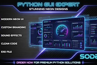 develop a professional python desktop application with a modern neon gui