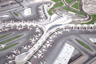 design 3d airport renovation interior with terminal, lounge and waiting area