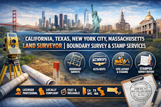 california tx new york city ma stamp land surveyor, boundary survey