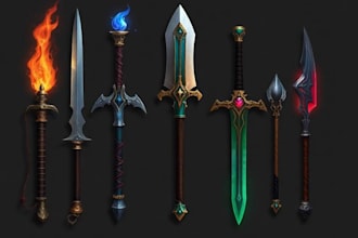 draw custom dnd weapons, magic items, and fantasy equipment