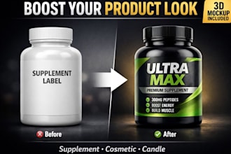 design supplement label, peptide label, bottle label and packaging design