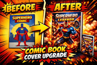 design a custom comic book cover for amazon KDP in marvel or dc style