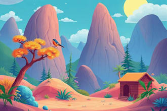 make a stylized environment illustration background art