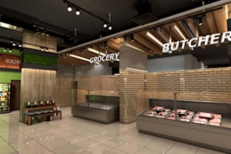 remodel existing supermarket, render retail store, departmental store visualize