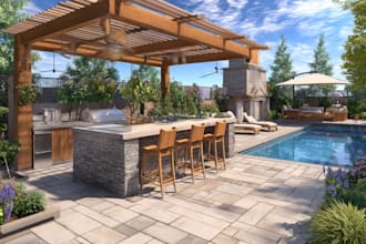 do backyard landscape design, landscape rendering, outdoor garden pool design