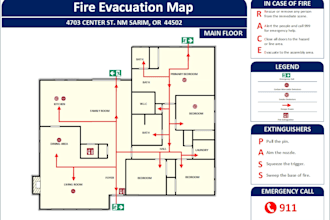 create evacuation plan and fire safety floor plan