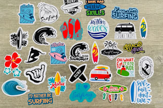 make vintage surfing beach badge logo