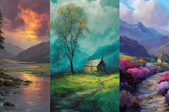 paint landscape in real oil painting