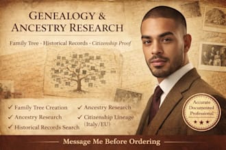 do genealogy research for ancestry, family tree, and citizenship proof
