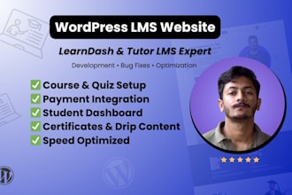 develop wordpress lms website with learndash or tutor lms