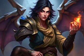 draw fantasy concept art character and dnd digtial painting portrait illustation