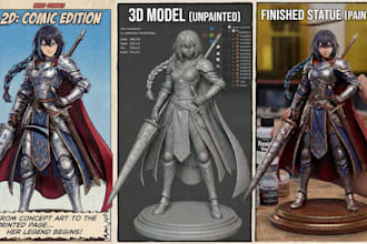 convert 2d to 3d toy figures, figurines, anime character image and picture to 3d