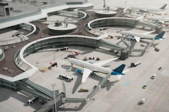 design 3d airport lounge, terminal seating and passenger experience interior