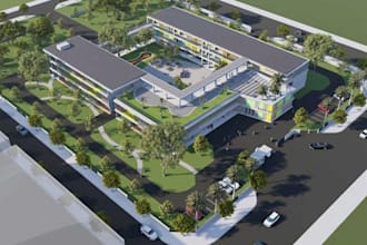 design 3d architectural rendering,secondary school campus,kindergarten classroom