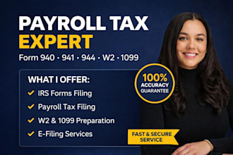 prepare and file irs forms 940, 941, 944, w2, 1099 nec, 1099 misc payroll taxes