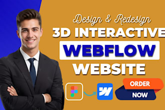 design 3d animated webflow website with spline, threejs lottie and scroll effect