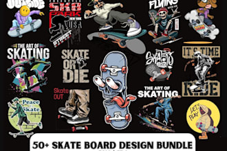do vintage skull skateboard t shirt logo design