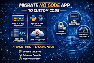 migrate no code app to custom code python react backend saas deployment