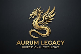 design a luxurious and powerful golden dragon logo