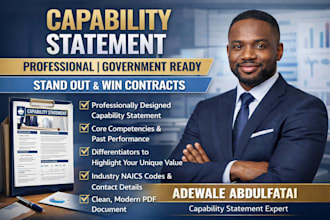 create a professional capability statement for government contracts and business