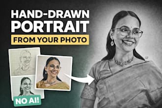 create custom hand drawn portrait of your photos