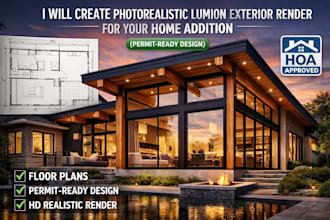 create lumion exterior render of your home addition from floor plans and drawing