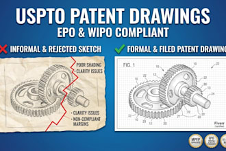 create uspto complant patent drawings for utility and design patents