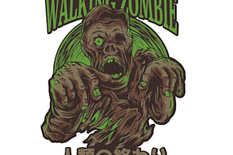design high quality zombie mascot logo with t shirt design