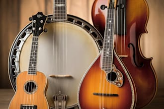record instrumentalist live banjo, ukulele, mandolin violin for country song