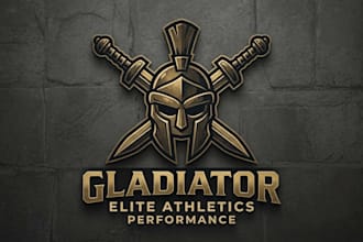 design a bold and powerful gladiator logo
