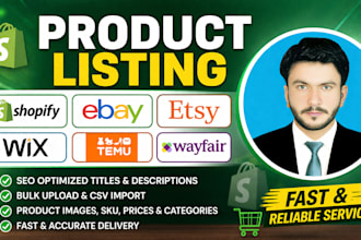 bulk import and export products on shopify ebay etsy wocommerce wayfair wix temu