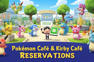 handle your pokémon and kirby cafe reservations