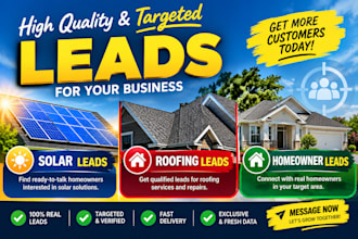 provide fresh solar leads, roofing leads and home owner leads