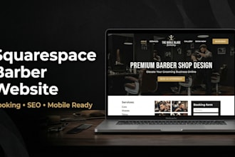 design a squarespace barber shop website with online booking and SEO