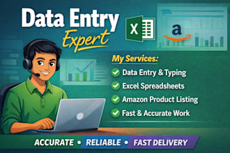 typing data entry and amazon product listing