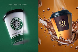 create coffee mockup, packaging, and label sticker design