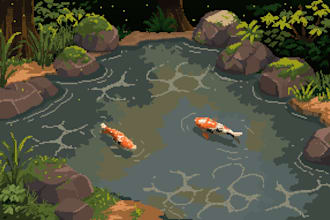 draw pixel art scene and background for your game