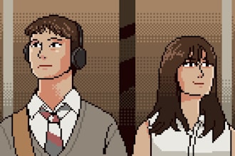draw pixel art scene and background for your game