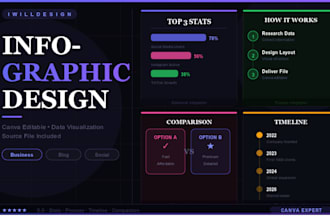 design professional infographic and data visualization in canva
