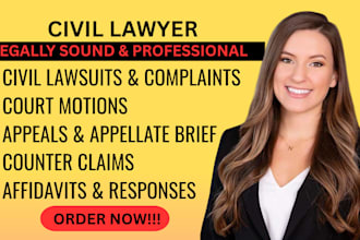 prepare legal documents, lawsuits, complaints, motions