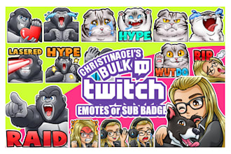 draw awesome twitch or kick emotes or sub badges