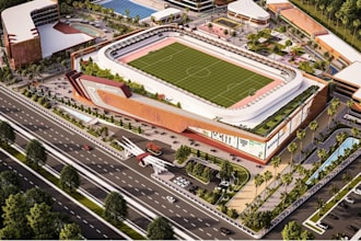 create stunning 3d commercial complex,shopping mall,stadium design,parking areas