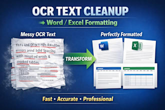 clean and organize ocr text into word or excel