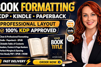 kdp book formatting, typesetting, paperback and publishing for print and ebook
