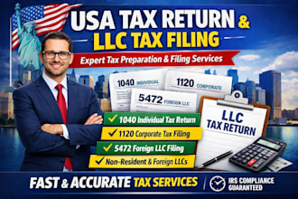 do USA tax return, 1040, 1120, 5472 and llc tax filing